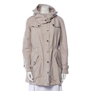 Burberry‎ Brit Anorak Parka Jacket Hooded Drawstring Waist Coat Size Medium